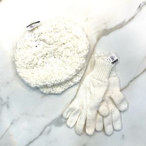 White Wool Cap and Gloves